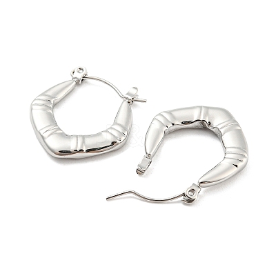 Non-Tarnish Chunky Rhombus 304 Stainless Steel Hoop Earrings for Women EJEW-C067-02P-1