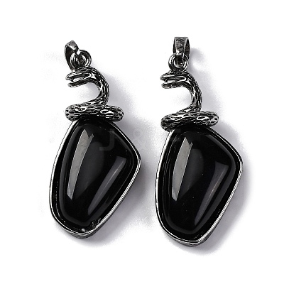 Natural Obsidian Pendants G-K338-42AS-01-1