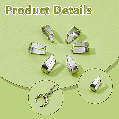 100Pcs 201 Stainless Steel Snap on Bails STAS-DC0017-35-1