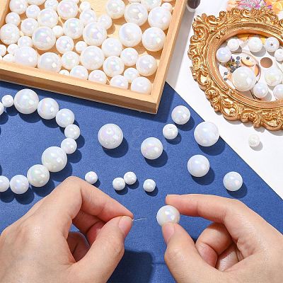 100Pcs 5 Styles ABS Plastic Imitation Pearl Beads KY-CJ0002-03-1