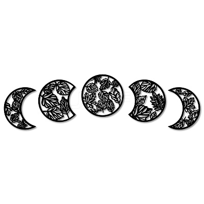 Wood Moon Phase Pendant Decoration HJEW-WH20013-006-1