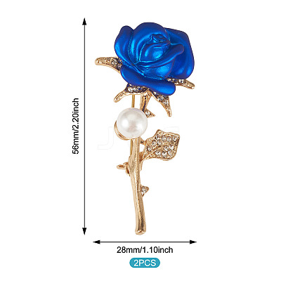 2Pcs Valentine's Day Rose Zinc Alloy Crystal Rhinestone Brooches JEWB-TADJ0001-02A-1