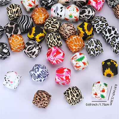 Colorful Pattern Printed Silicone Focal Beads LS-SI-JX0022A-14-1