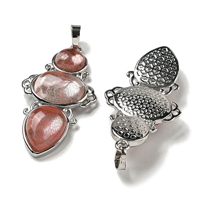 Cherry Quartz Glass Pendants G-Q158-04I-1