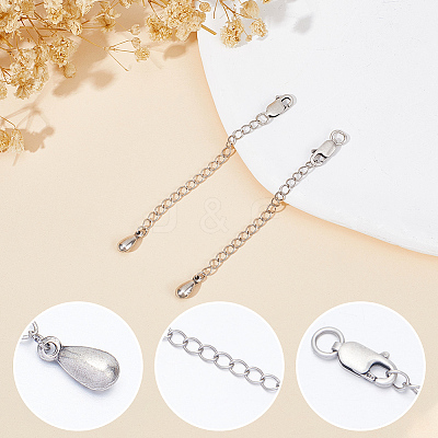 2Pcs 925 Sterling Silver Chain Extenders STER-BBC0005-77-1