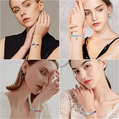 DIY Gemstone Bead Stretch Bracelets Making Kits DIY-SC0012-17-1