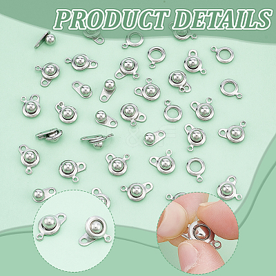 30Sets 201 Stainless Steel Snap Clasps STAS-UN0062-05-1