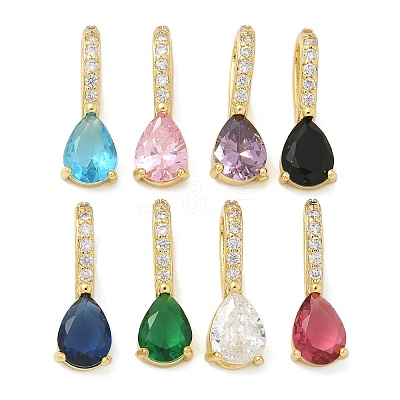 Brass Micro Pave Cubic Zirconia Pendants KK-U050-05G-01-1