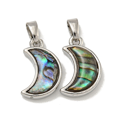 Rack Plating Brass Natural Paua Shell Pendants KK-U025-06P-02-1