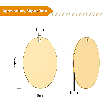 30Pcs 5 Colors Brass Pendants KK-BC0002-16-1