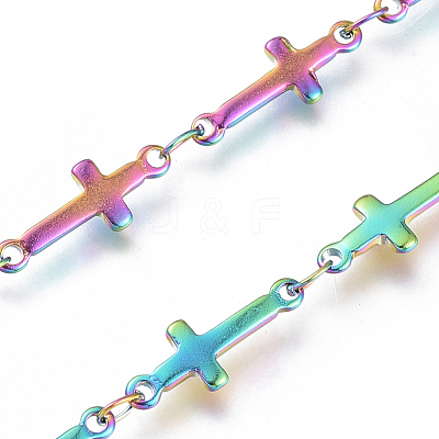 Ion Plating(IP) Handmade 304 Stainless Steel Bar Link Chains STAS-G038-21M-1