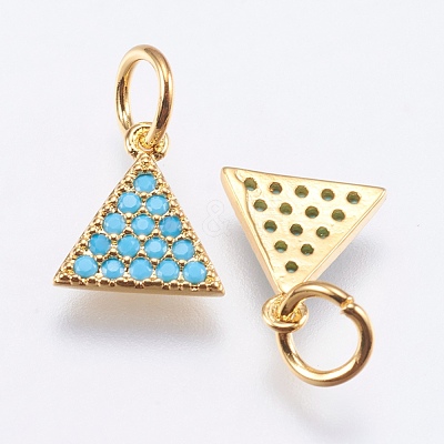 Brass Micro Pave Cubic Zirconia Charms X-RB-I077-24G-RS-1