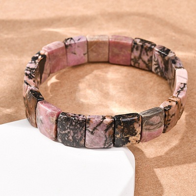 Natural Rhodonite Faceted Beaded Stretch Bracelets for Women BJEW-K251-08I-1