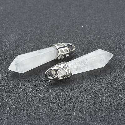 Bullet Natural Quartz Crystal Pointed Pendants G-E332-C28-1