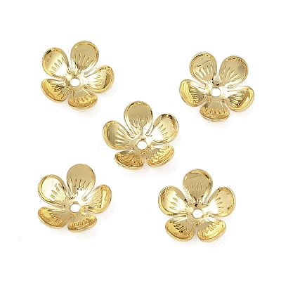 5-Petal Flower Brass Bead Caps KK-F921-11G-1