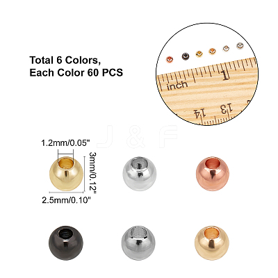 360Pcs 6 Style 2 Sizes Brass Beads KK-PH0001-71-1