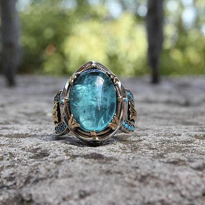 Oval Alloy with Glass Finger Rings FS-WG0E890-05-1