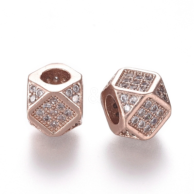 Brass Micro Pave Cubic Zirconia Beads ZIRC-L088-01B-RG-1