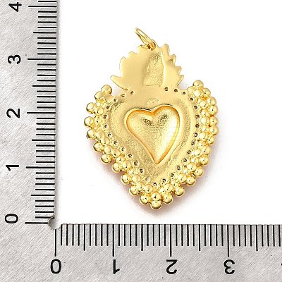 Brass Micro Pave Clear Cubic Zirconia Pendants KK-F899-15G-1