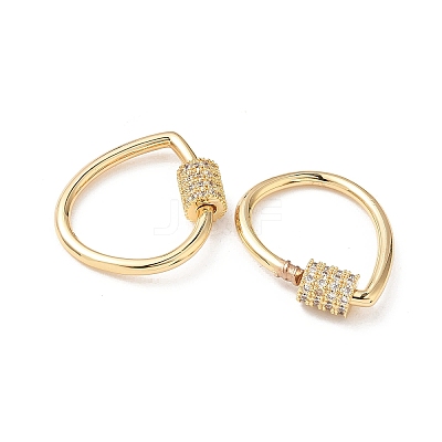 Brass Micro Pave Clear Cubic Zirconia Screw Carabiner Lock Charms KK-Z118-06G-04-1