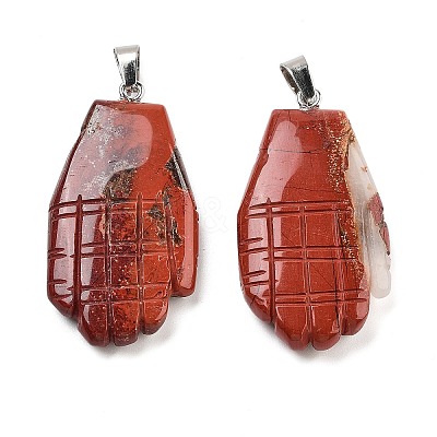 Natural Red Jasper Carved Pendants G-K369-01P-11-1