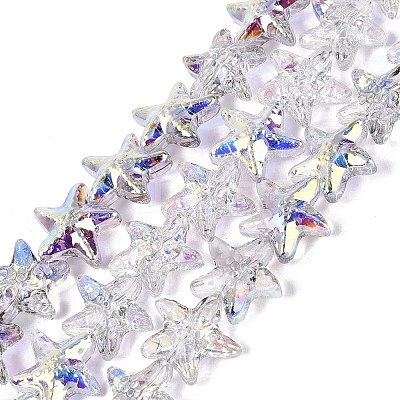 Electroplate Transparent Glass Beads Strands EGLA-Q136-01A-02-1