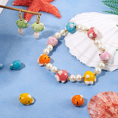 12Pcs 6 Colors Handmade Porcelain Beads for Necklaces Bracelets Making PORC-TA0001-22-1