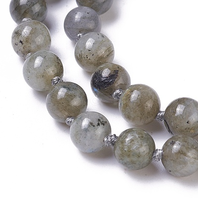 Natural Labradorite Beaded Necklace NJEW-I107-03-1