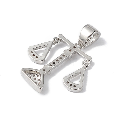Rack Plating Brass Micro Pave Cubic Zirconia Pendants KK-F848-04P-1