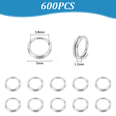 600Pcs 304 Stainless Steel Split Rings STAS-UN0062-77-1