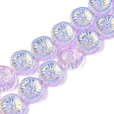 Half Electroplate Baking Paint Glass Beads Strands EGLA-K061-11A-AB04-1