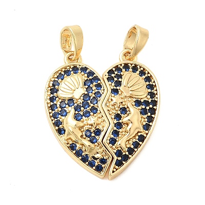 Valentine's Day Brass Micro Pave Cubic Zirconia Split Pendants LS-KK-H251-01D-G-1