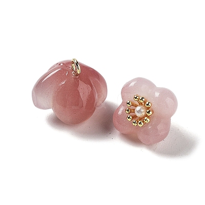 Natural Agate Osmanthus Flower Charms G-Z052-02A-1