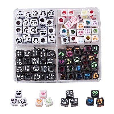 160Pcs 4 Styles Craft Acrylic Beads MACR-YW0002-74-1