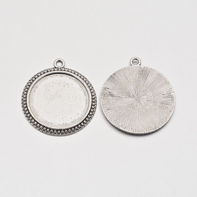 Flat Round Tibetan Style Pendant Cabochon Settings LS-TIBE-C067-01AS-NR-1