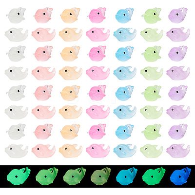56Pcs 7 Colors Luminous Resin Display Decoration DJEW-GA0001-43-1