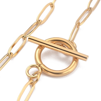 Ion Plating(IP) 304 Stainless Steel Paperclip Chain Bracelets BJEW-O186-02G-1