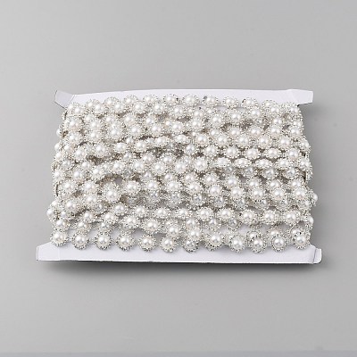 Crystal Rhinestone Cup Chains with Plastic Pearl Beaded DIY-WH0028-32-1