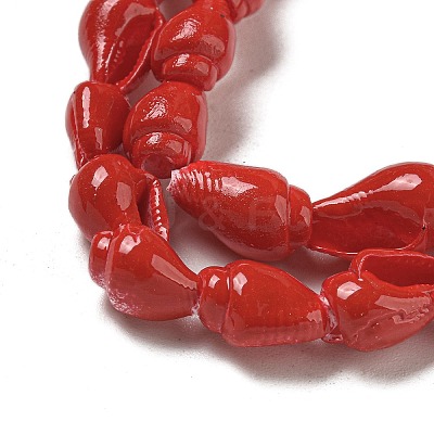 Spray Painted Natural Spiral Shell Beads Strands BSHE-G039-08E-1