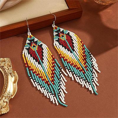 Bohemian Style Handmade Glass Bead Dangle Earrings for Daily Wear ZP1503-1