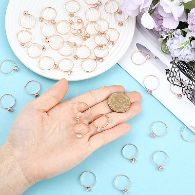 40Pcs Adjustable Alloy Rhinestone Finger Rings for Women RJEW-SP0001-02RG-1