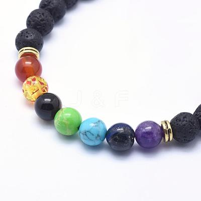 Natural Lava Rock Braided Bead Bracelets BJEW-F276-G05-1