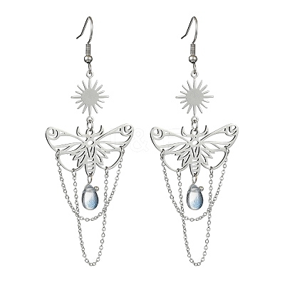 201 Stainless Steel Butterfly Dangle Earrings EJEW-TA00367-02-1