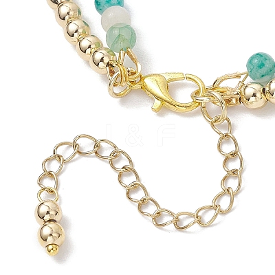 3Pcs Natural Rhodonite & Chrysocolla & Lapis Lazuli & Dyed Hemimorphite Round Beadeds Double-layered Bracelets for Women BJEW-JB12095-1