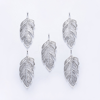 Tibetan Style Alloy Leaf Big Pendants PALLOY-A15448-AS-1