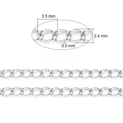 Non-Tarnish 3.28 Feet 304 Stainless Steel Curb Chains X-CHS-F006-04A-P-1