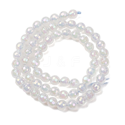 Electroplated Natural Agate Beads Strands G-B191-A07-6mm-01-1