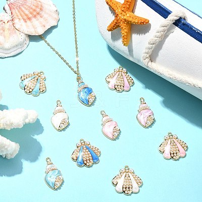20Pcs 10 Styles Marine Theme Alloy Enamel Pendants FIND-CJ0002-93-1