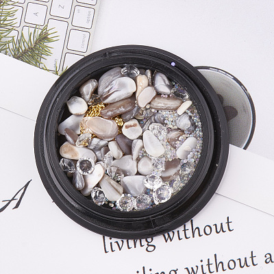 Gemstone Chips & Resin & Rhinestone & Undrilled Micro Beads MRMJ-S015-004F-1