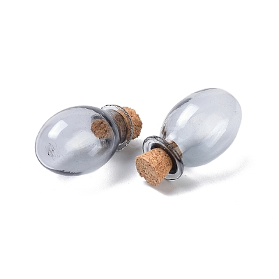 Oval Glass Cork Bottles Ornament AJEW-O032-03E-1